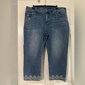 Lucky Brand Women's Blue Jeans with Embroidered Hem size 16W